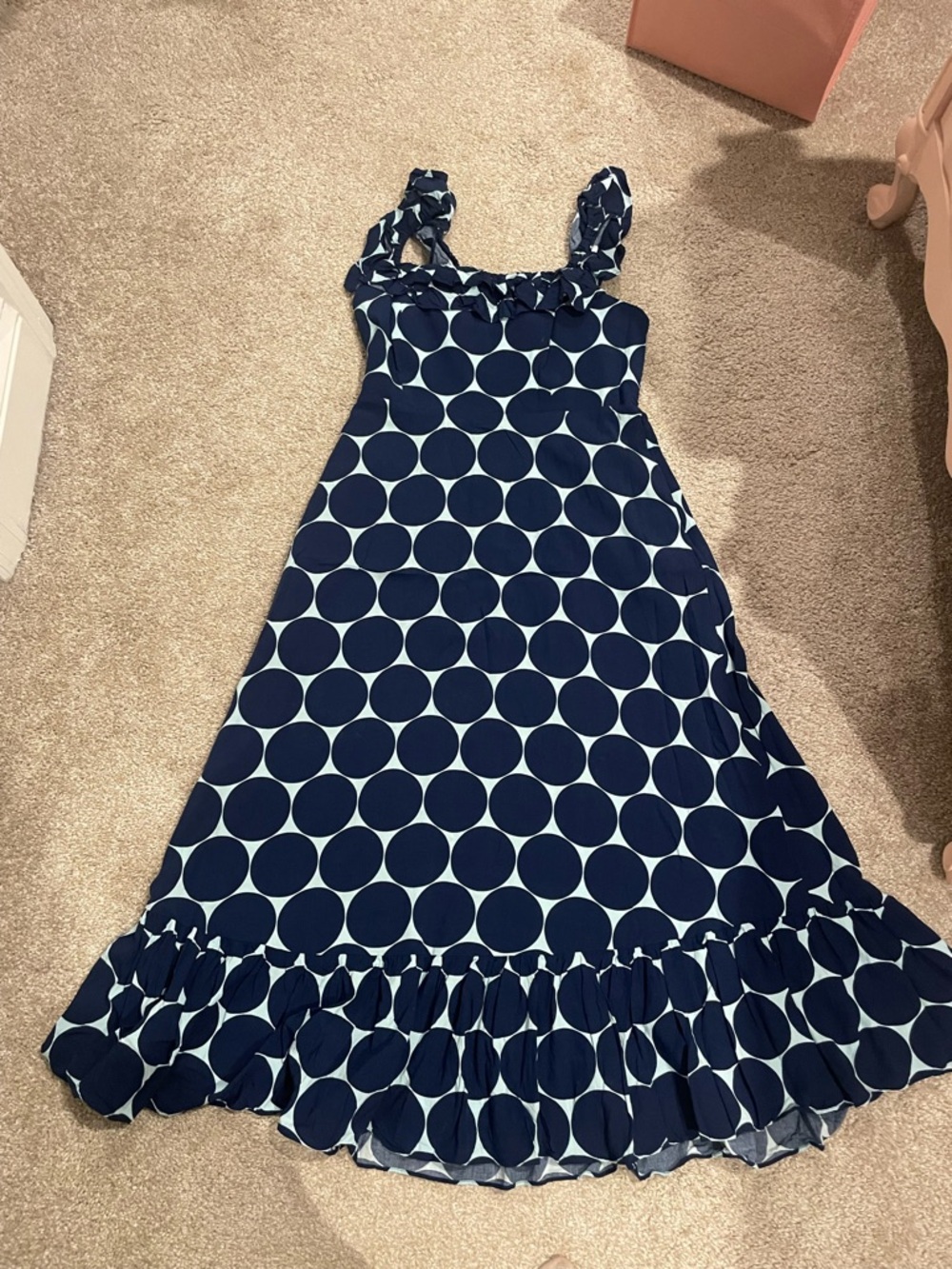 kate spade Navy and Light Blue Polka Dot Midi Dress
